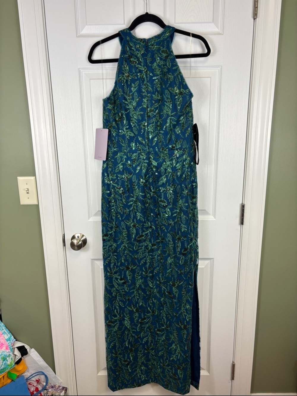 NWT JS Collections Rebecca keyhole column gown sz 10 - Picture 12 of 13